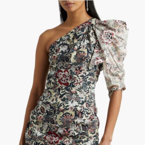 NWT Isabel Marant ÉTOILE Lilia one-sleeve ruched cotton mini dress Sz 38/US 6 - Picture 3 of 14